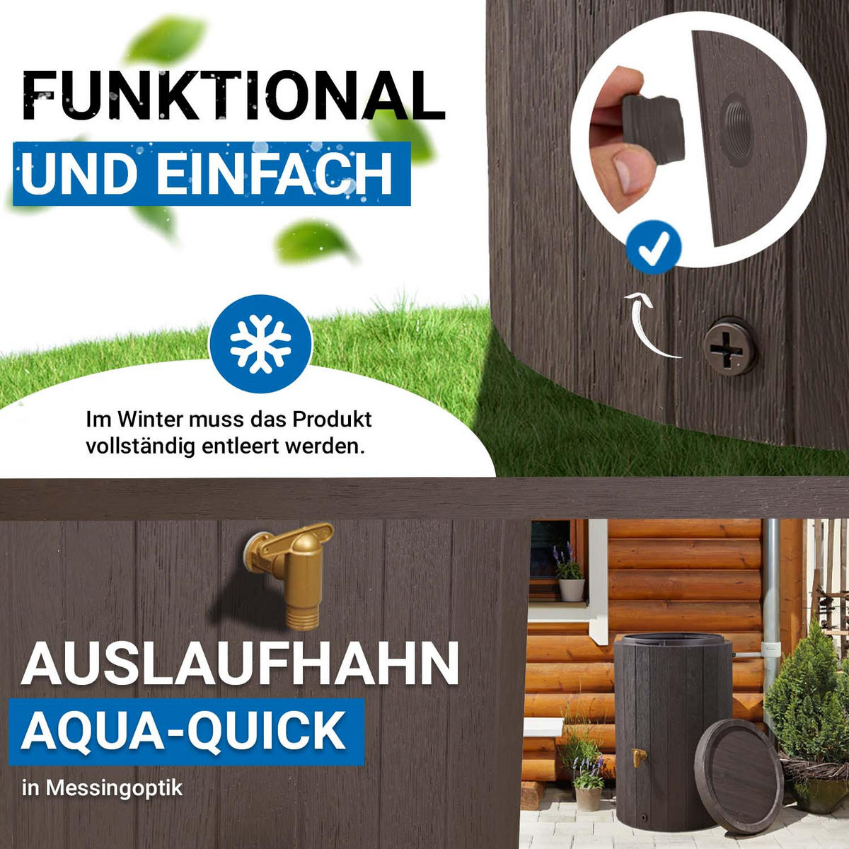 REGENTONNE 220 L, braun - Braun, Kunststoff (57/93/59cm) - 4rain