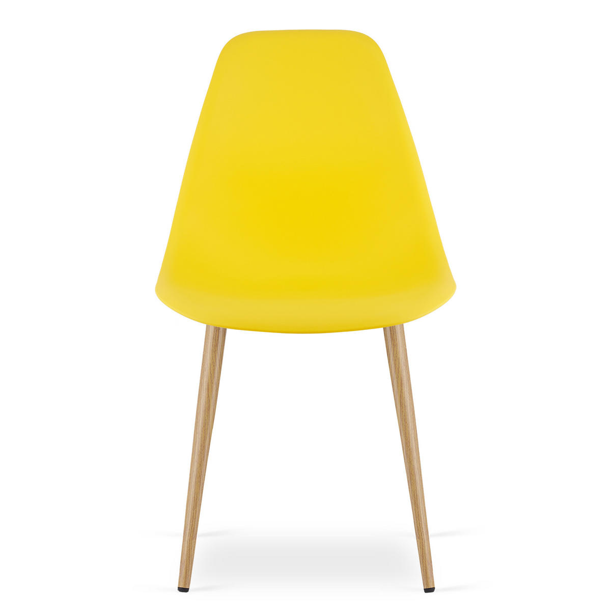ESSZIMMERSTUHL 3-er Set KALEO gelber Sitz, natürliche Beine - Gelb/Naturfarben, Kunststoff (46/84/51cm) - Valora