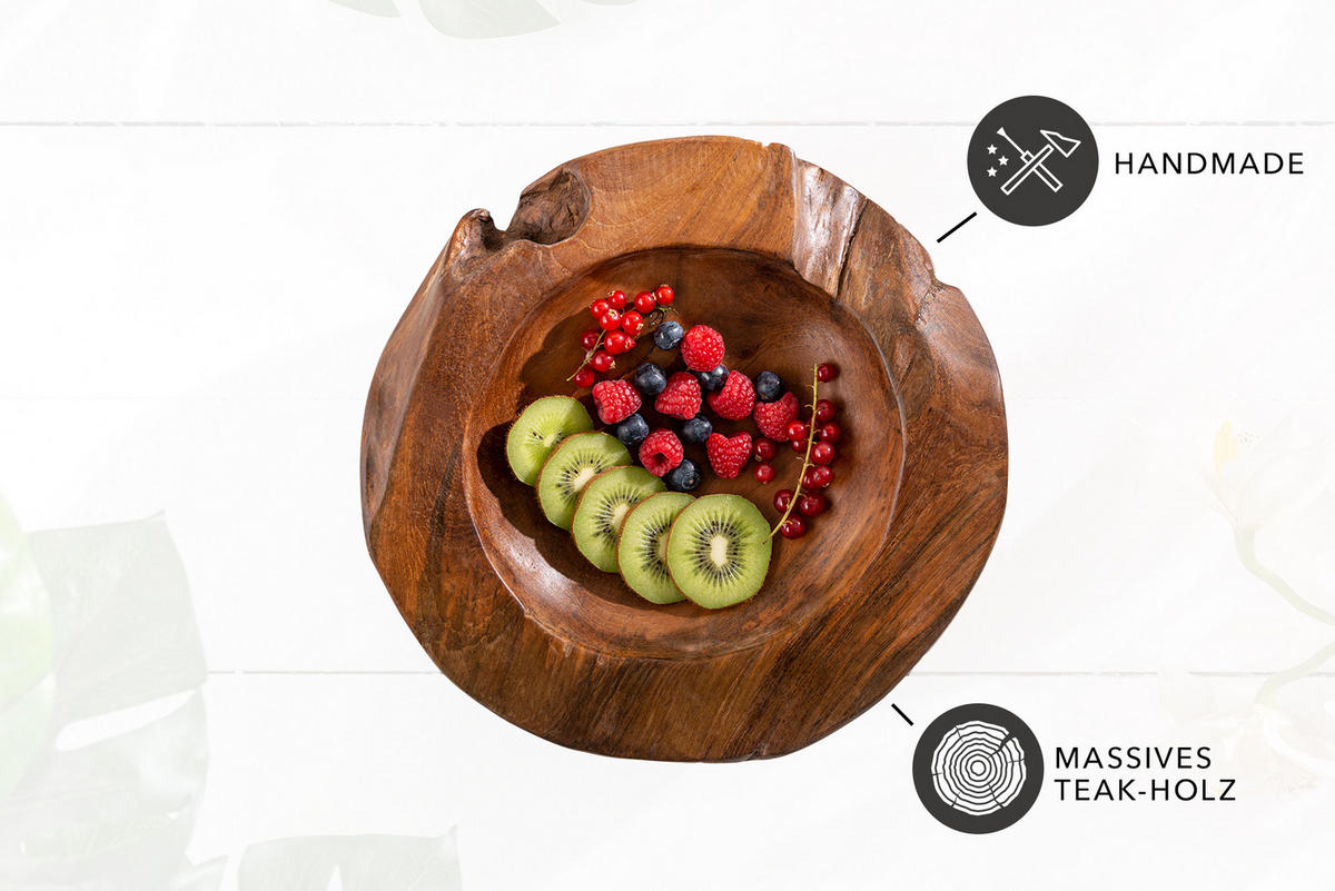 DEKOSCHALE NATURE ROOT Teakholz Natur 30 cm - Braun, Holz (30/10cm) - riess-ambiente