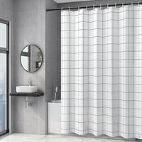 DUSCHVORHANG schnelltrocknend beschwerter Saum waschbar Badezimmer Polyester mit Haken 180 x 200 cm - Weiß, Textil (180/200cm) - MCBOSON