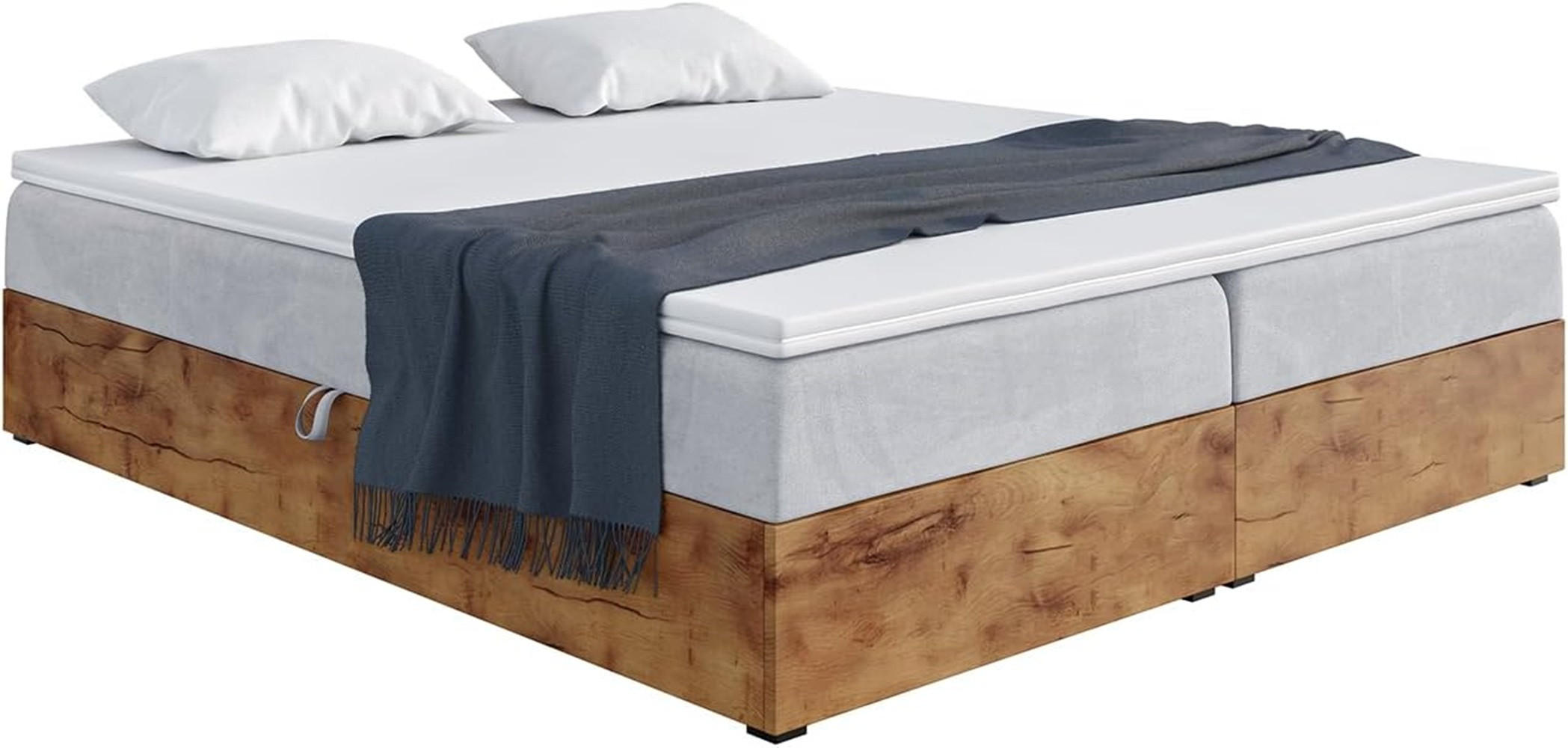 BOXSPRINGBETT LOFTY BOX - Hellgrau, Holzwerkstoff (200/220cm) - Meblini