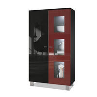 VITRINE Denjo Tür in Bordeaux Hochglanz - Bordeaux, Holzwerkstoff (71/129/35cm) - Vladon