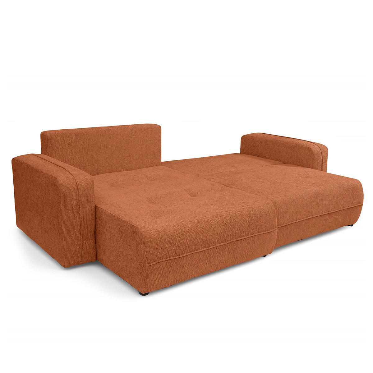 ECKSOFA mit Schlaffunktion - 244 cm - Terracotta/Schwarz, Kunststoff/Textil (244/145cm) - home24
