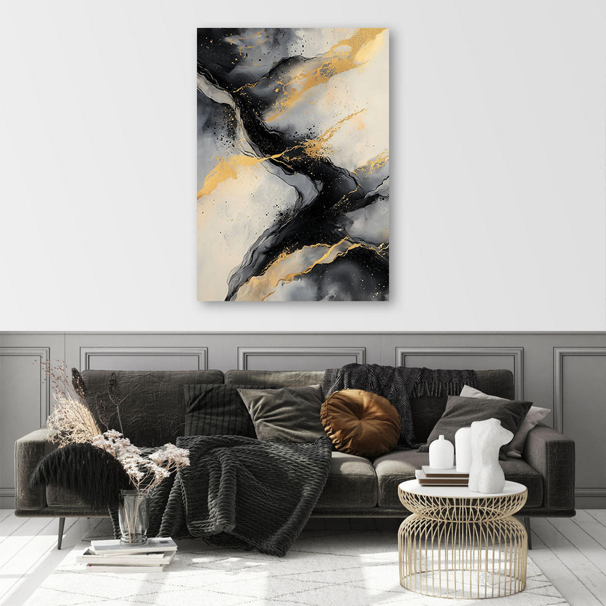 LEINWANDBILD Marmor-Glamour-Abstraktion 40x60cm - Beige, Textil (40/60cm) - Feeby
