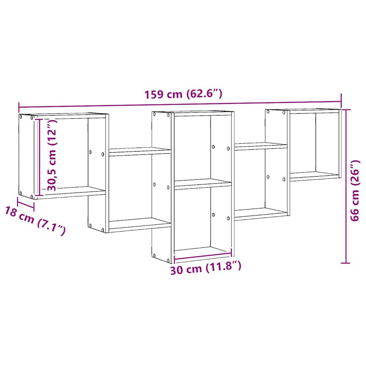WANDREGAL Artisan-Eiche 159/18/66 Cm Holzwerkstoff - Braun, Holzwerkstoff (18/66/159cm) - vidaXL