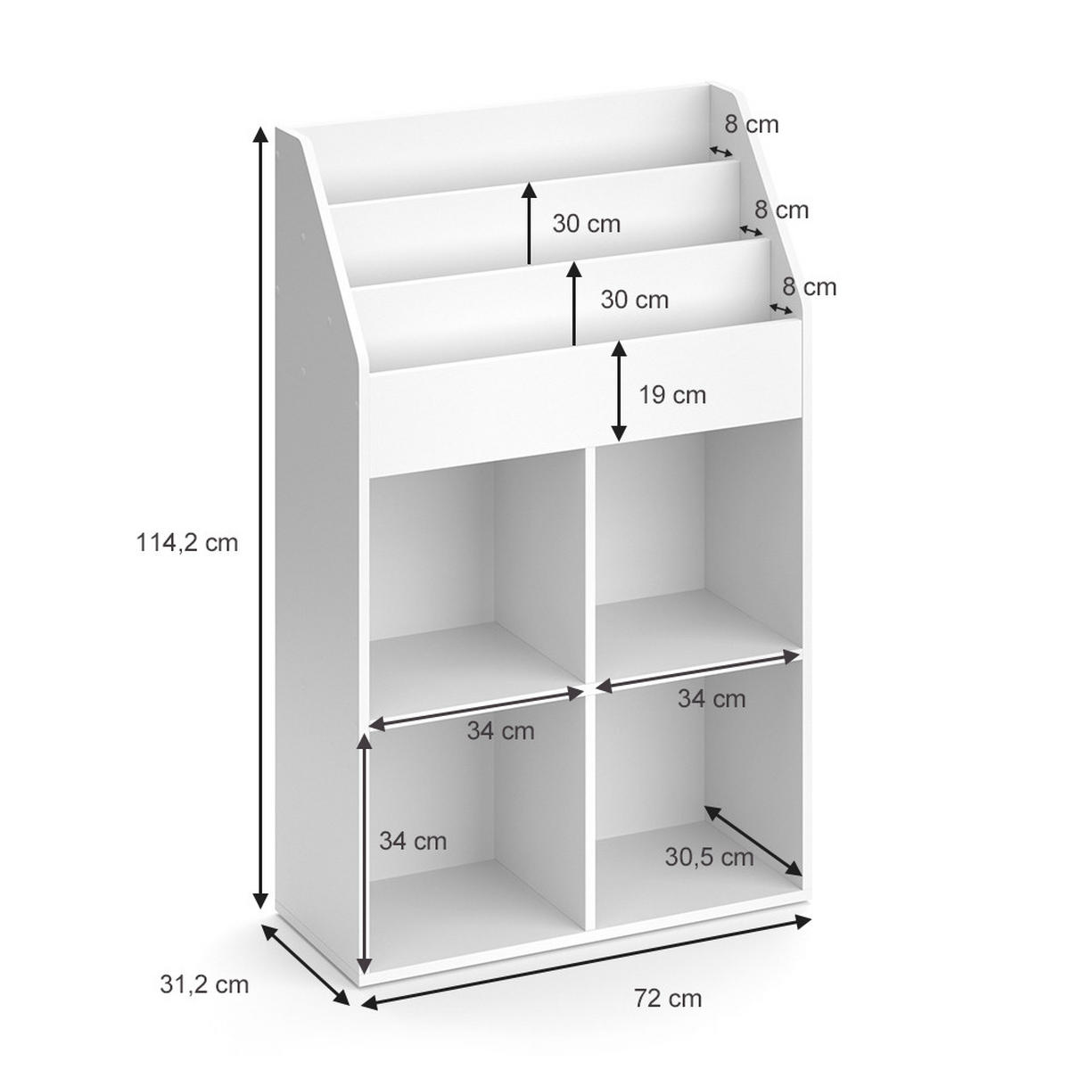 BÜCHERREGAL Luigi Weiß 72 x 114.2 cm - Weiß, Holzwerkstoff (72/114.2/31.2cm) - Vicco