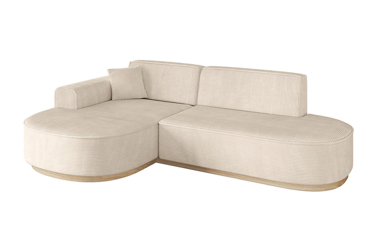 ECKSOFA Ottomane Links MARI-L1-v1 - 243x171x83 cm Beige Cord - Beige, Holzwerkstoff/Textil (243/171cm) - ALTDECOR