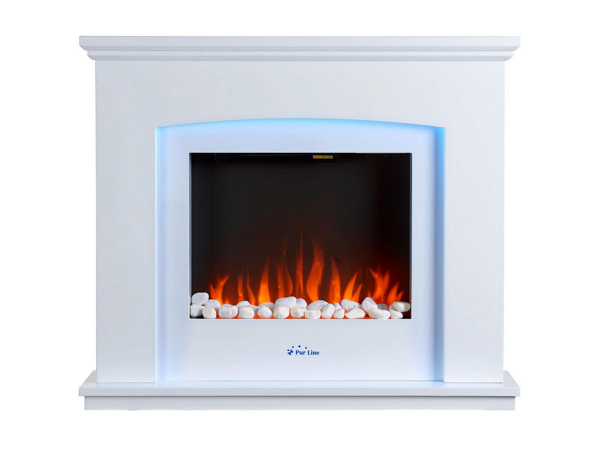 ELEKTROKAMIN Weiß Wandmodell mit Heizung 2000 W - Weiß, Glas (95/80/24cm) - Purline