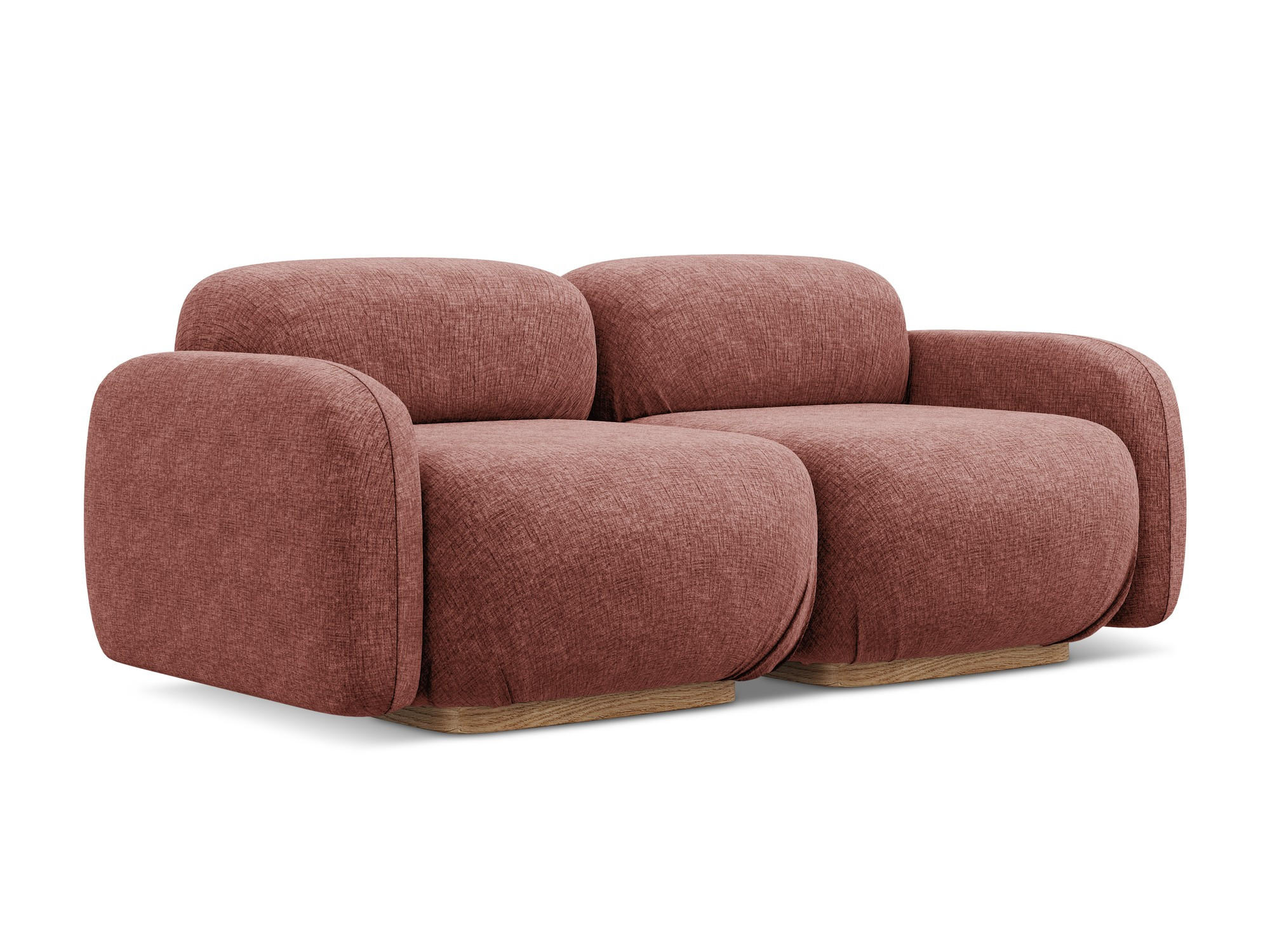 3-SITZER SOFA Chenille Stoff Pink - Pink/Hellrosa, Holz/Textil (190/73/95cm) - Makamii