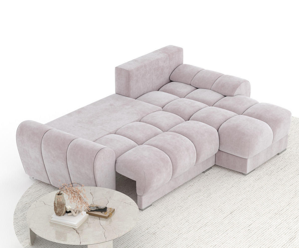 ECKSOFA MIT SCHLAFFUNKTION Peebles Lila Samtstoff - Chromfarben/Flieder, Holz/Holzwerkstoff (256/175cm) - Maison de Reve
