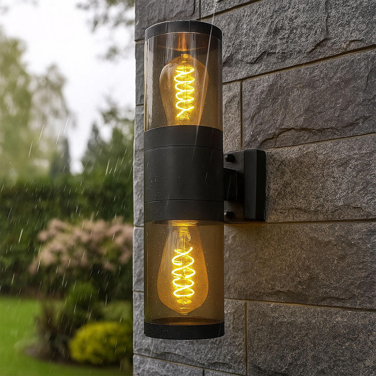AUSSEN-WANDLEUCHTE Edelstahl Schwarz Rauch - Schwarz, Metall (10.2/38/15.5cm) - Globo Lighting