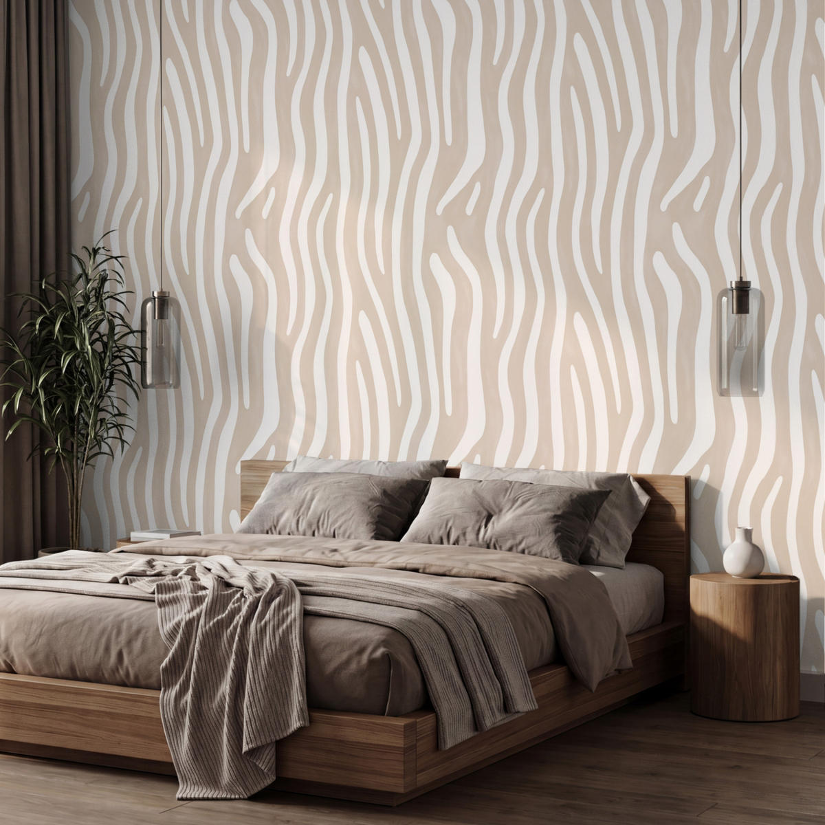 TAPETE - Abstrakt - Zebra - Beige - 450x300 cm - Beige, Papier (450/300cm) - OnlyWow