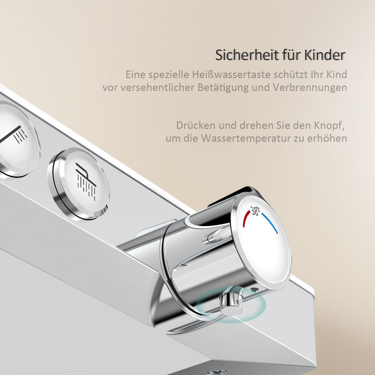 ÜBERKOPFBRAUSESET mit Thermostat Regendusche Chrom - Chromfarben, Metall (36/110/46cm) - EMKE