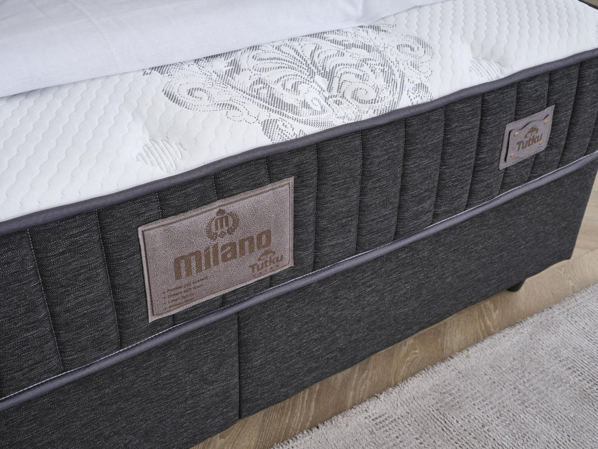 BOXBETT Milano Bett boxspringbett 160x200 mit matratze - Dunkelblau, Holz (160/200cm)