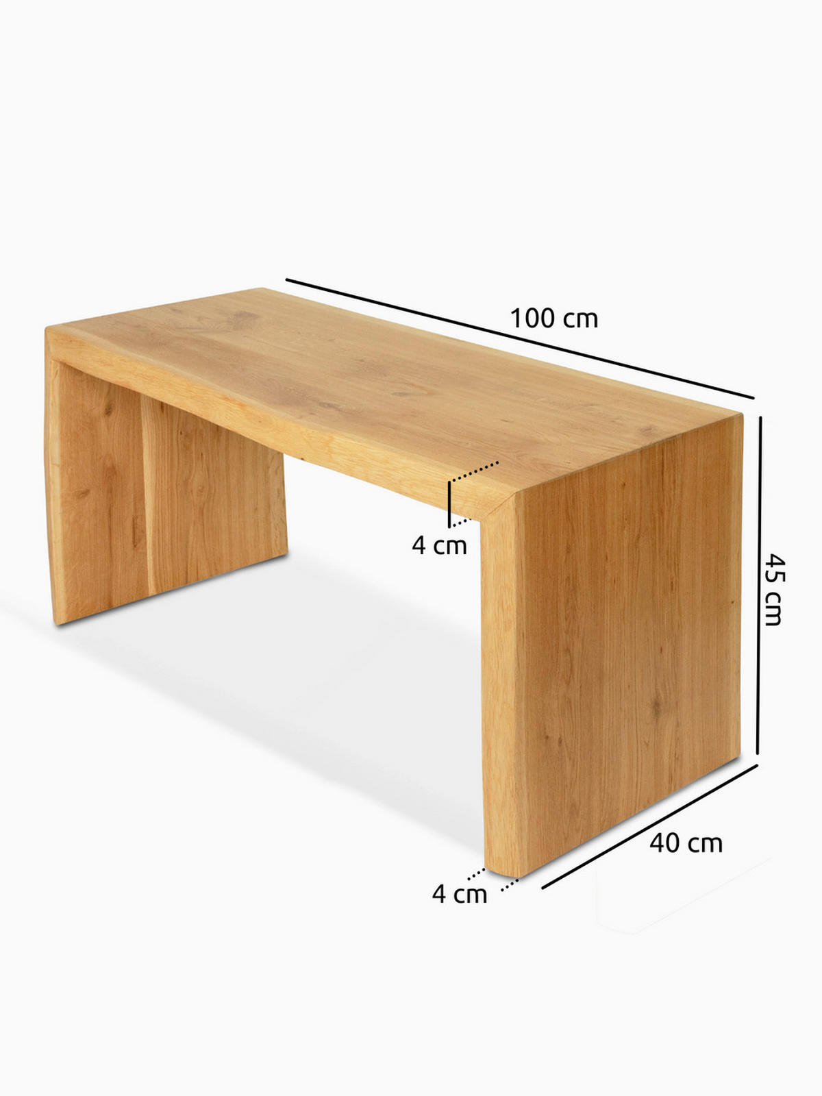 MASSIVHOLZBANK aus Eiche mit Baumkante M - Eichefarben, Holz (100/45/40cm) - holz4home