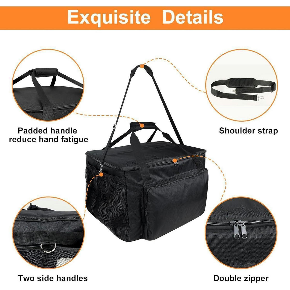 GRILL-TRAGETASCHE für Ninja Woodfire Outdoor Pizzaofen OO101, wasserabweisend, 600D Oxford-Gewebe - Schwarz, Textil (50/40/58cm)