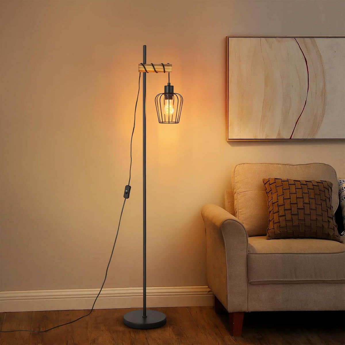 STEHLAMPE Lysandra 22/22/140 cm - Schwarz, Metall (22/22/140cm) - ZMH