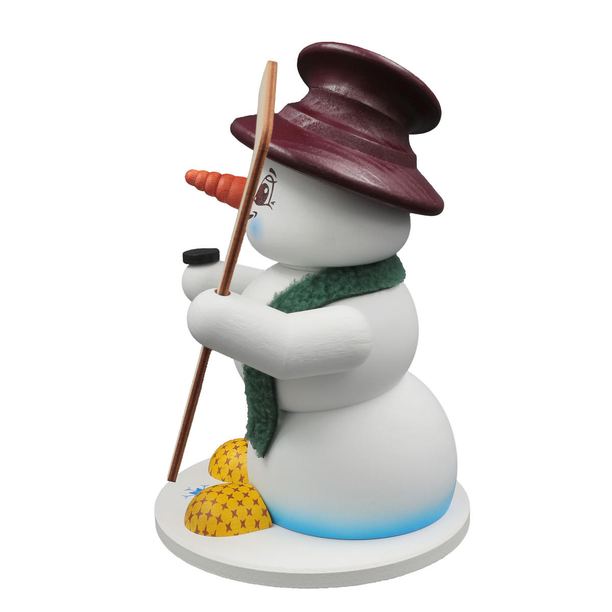 RAUCHFIGUR Schneemann Weiß Eishockeyspieler 19 cm - Multicolor, Holz (15/19/0.1cm)