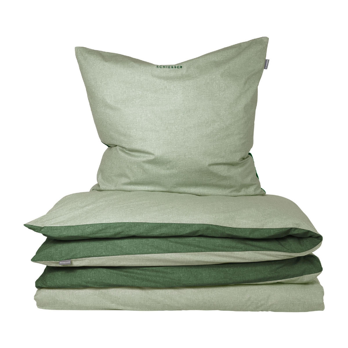 BETTWÄSCHESET Doubleface - Renforcé - 2-teilig - 135 x 200 cm - Grün - Grün, Textil (135/200cm) - SCHIESSER