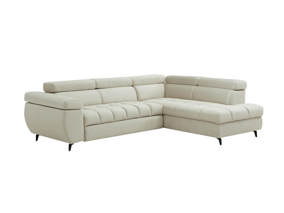 SCHLAFSOFA - 5 Personen - Samt - Beige - - Beige, Textil (274/80/204cm) - Vente-Unique
