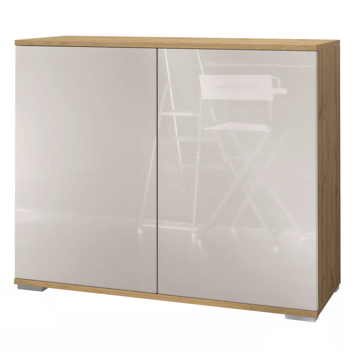 KOMMODE Skadu Sandgrau Hochglanz - Sandfarben, Holzwerkstoff (92.5/75.5/35cm) - Vladon