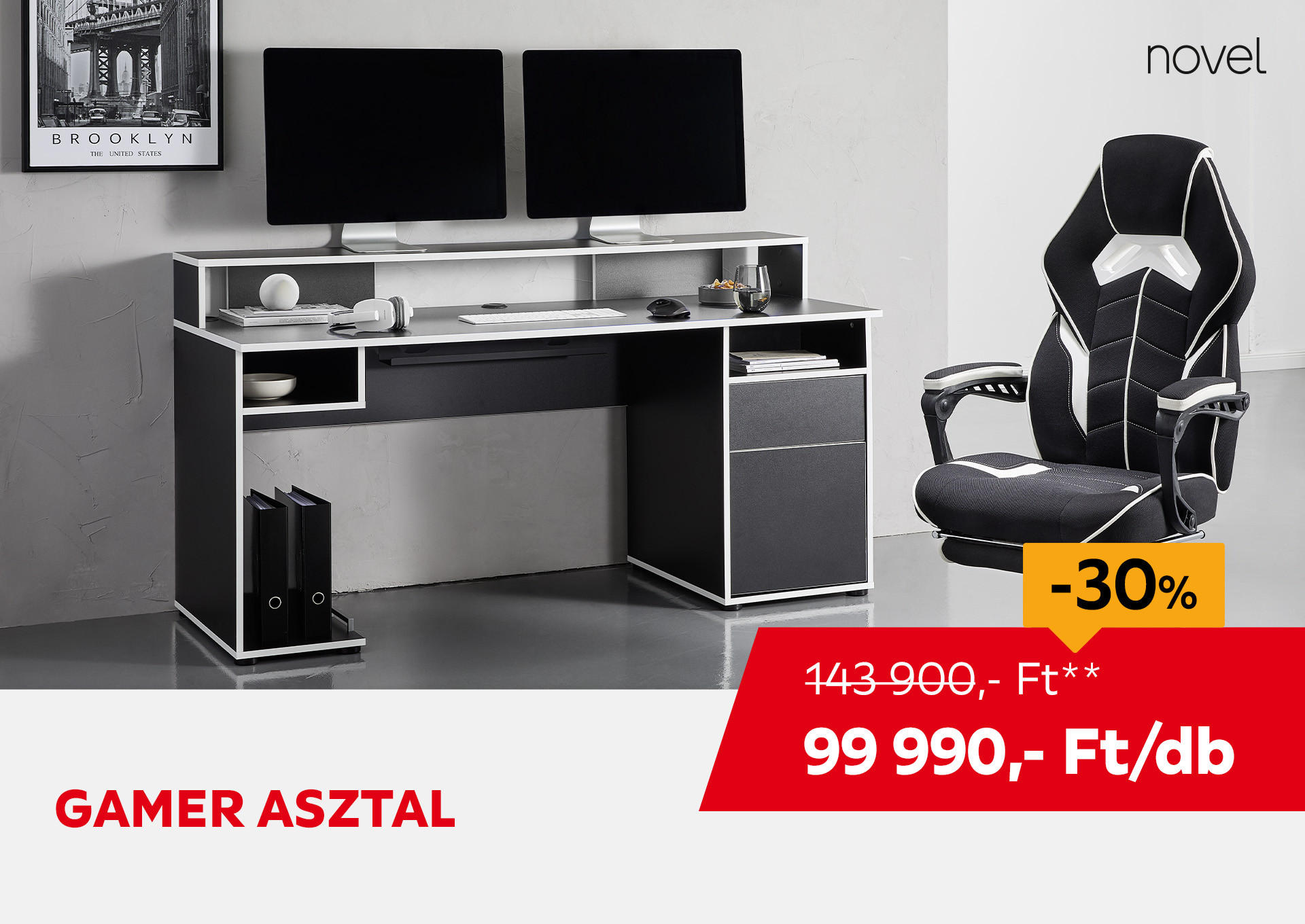 GAMER ASZTAL Kiemelt termék 143900 Ft.- helyett 99990 Ft.-