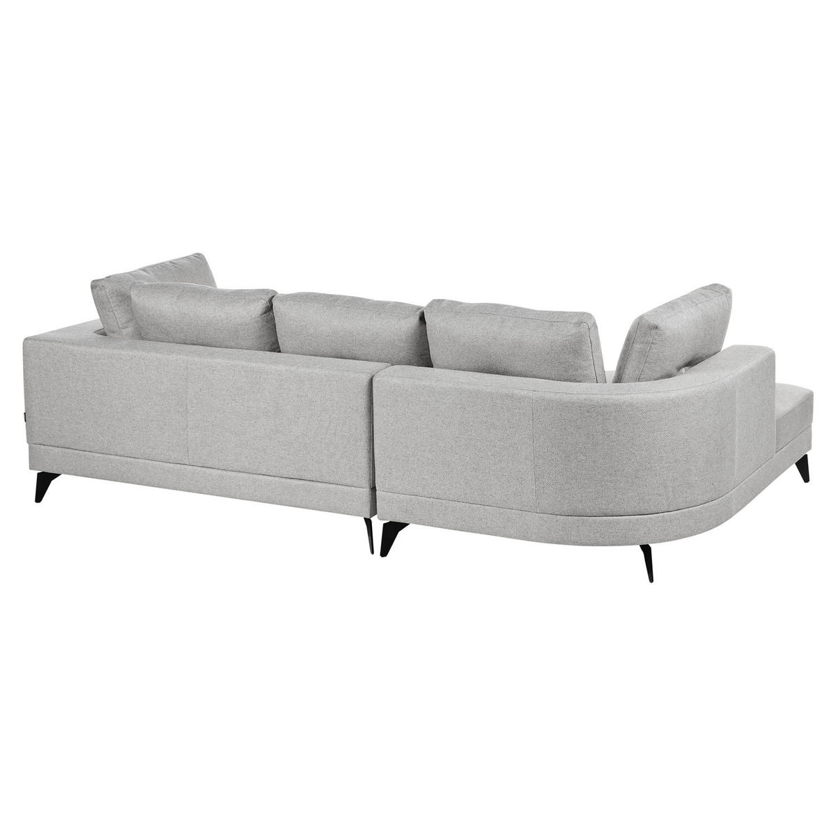 ROHOVÁ POHOVKA 3-místná Umělý len Šedá pravostranná Yuri - šedá, textil (262/151cm) - Beliani