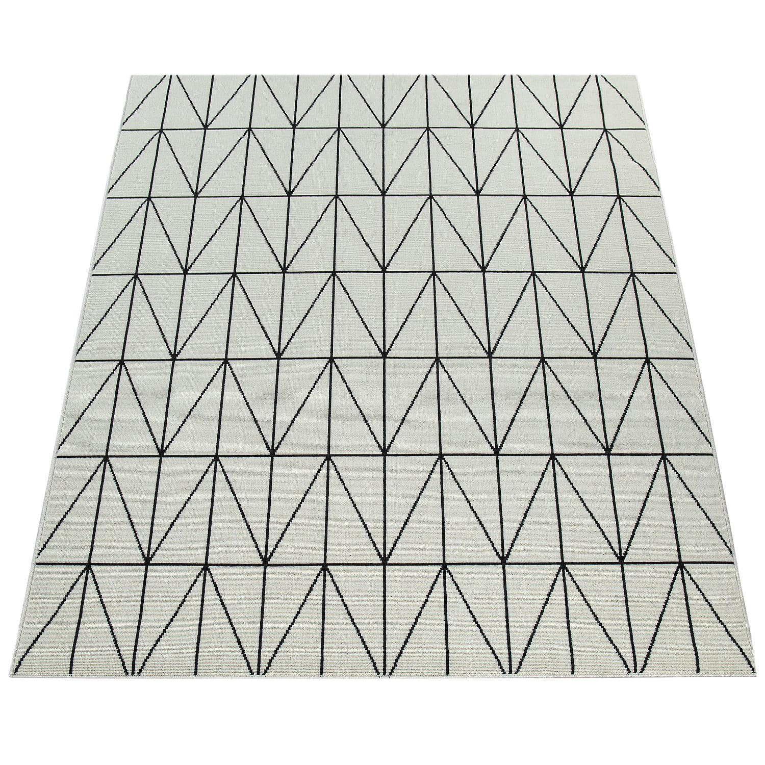 TEPPICH Outdoor Geometrisch Balkon, Terrasse schmutzabweisend Weiß Rechteckig 160x230 - Weiß, Textil (160/230cm) - KADIMA DESIGN