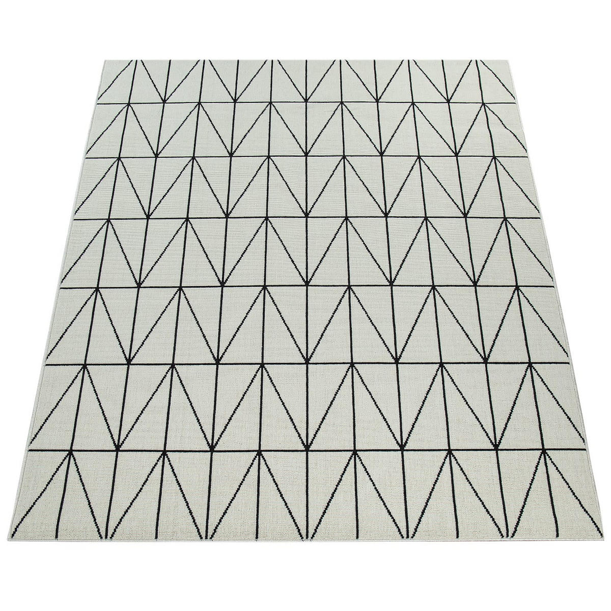 TEPPICH Outdoor Geometrisch Balkon, Terrasse schmutzabweisend Weiß Rechteckig 160x230 - Weiß, Textil (160/230cm) - KADIMA DESIGN