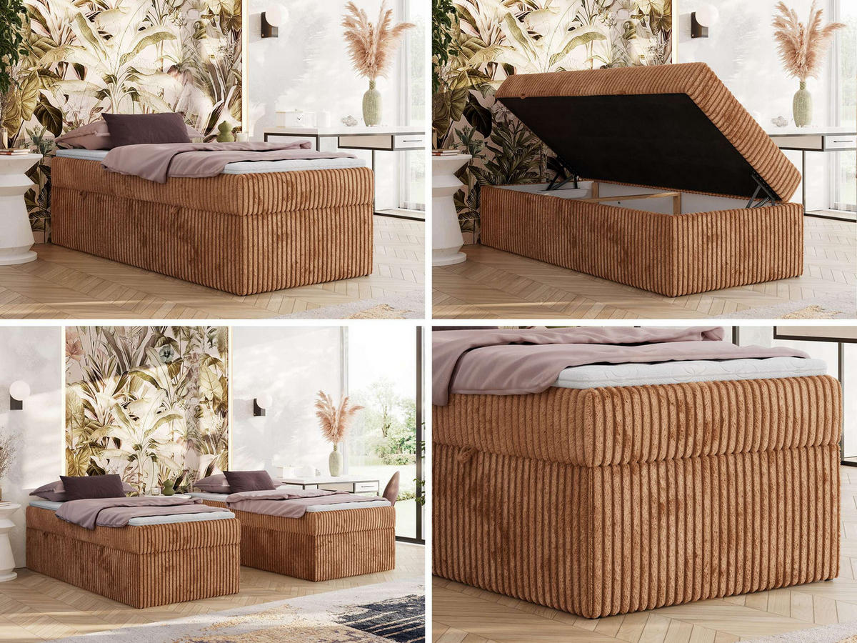 POSTEL BOXSPRING ZERO 90/200 - Oranžová Manšestr - H3 - pomerančová, textil (90/200cm) - MKS