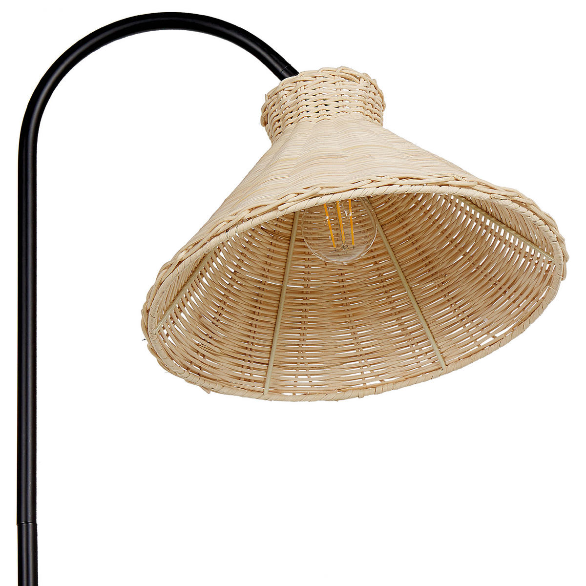 STEHLAMPE Naturfarben/Schwarz Kerian - Schwarz/Naturfarben, Naturmaterialien (63/46/148cm) - Beliani