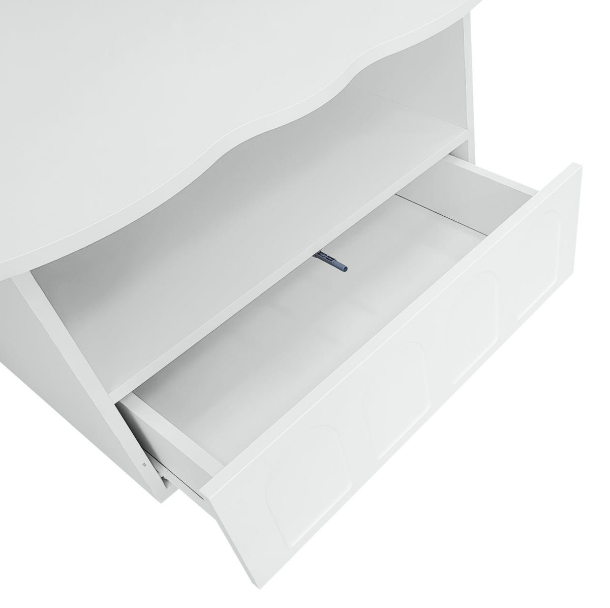 COUCHTISCH aus Spanplatte 100x60x40,5 cm in Weiß mit Schublade & offenem Fach - Weiß, Holzwerkstoff (100/60/40.5cm) - Modfu