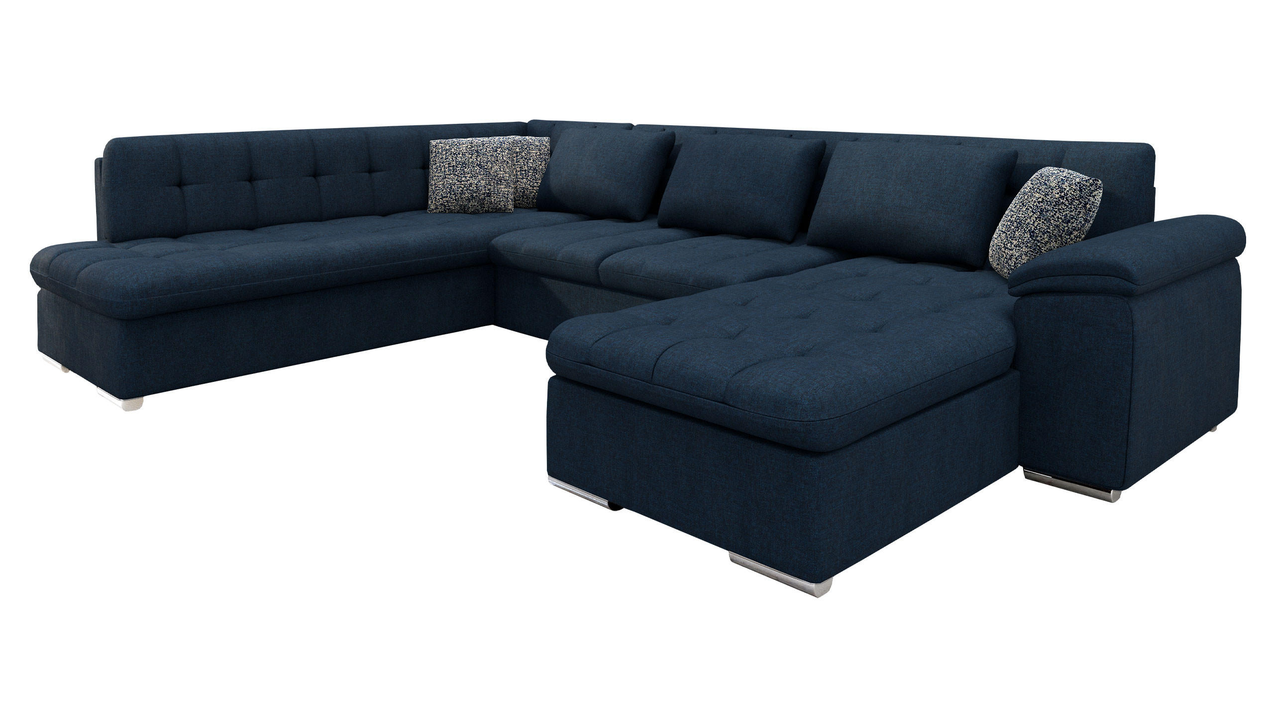 WOHNLANDSCHAFT Niko Bis Premium, Seite: Rechts - Dunkelblau/Grau, Holz/Textil (348/76/205cm) - MIRJAN24