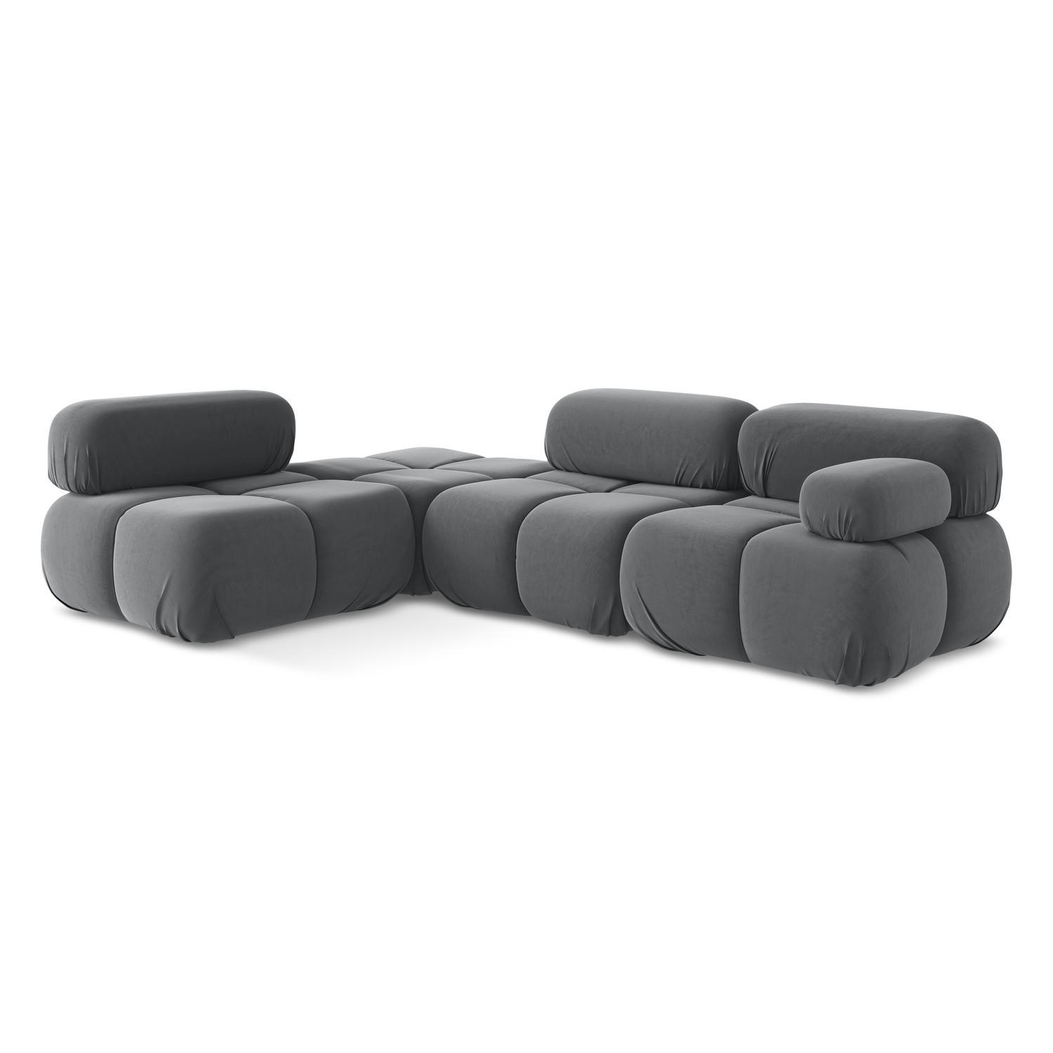 ECKSOFA Links Samt Stoff Grau - Dunkelgrau/Schwarz, Kunststoff/Textil (190/285cm) - LaMiaSofa