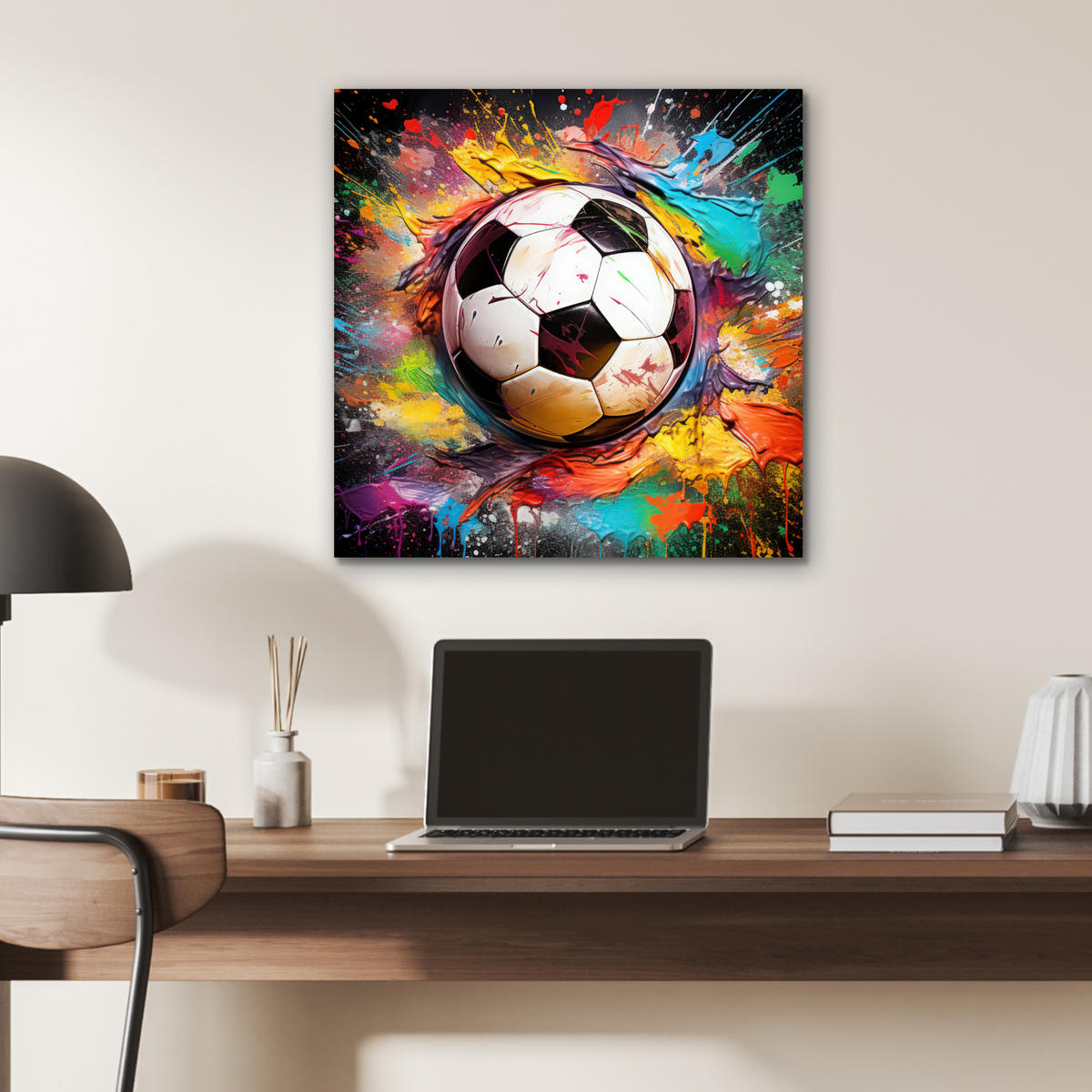 KOVOVÝ OBRAZ Futbal - Farba - Farby - Čierna - Biela 50x50 cm - biela, kov (50/50cm) - MuchoWow