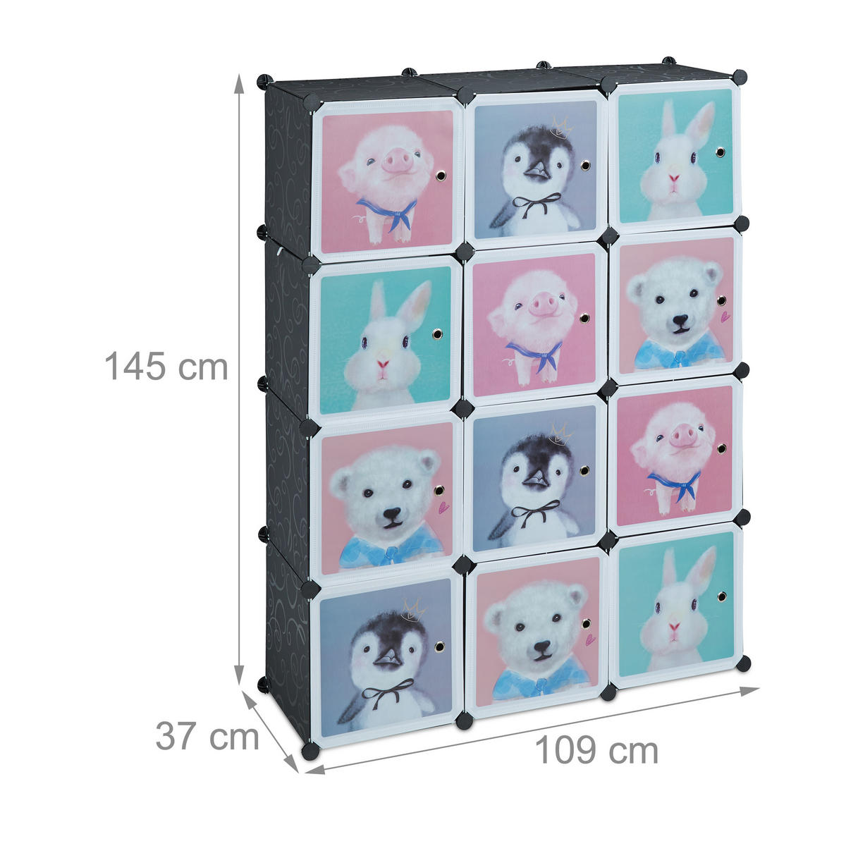 KINDERSTECKREGAL - Multicolor, Kunststoff/Metall (109/145/37cm) - Relaxdays