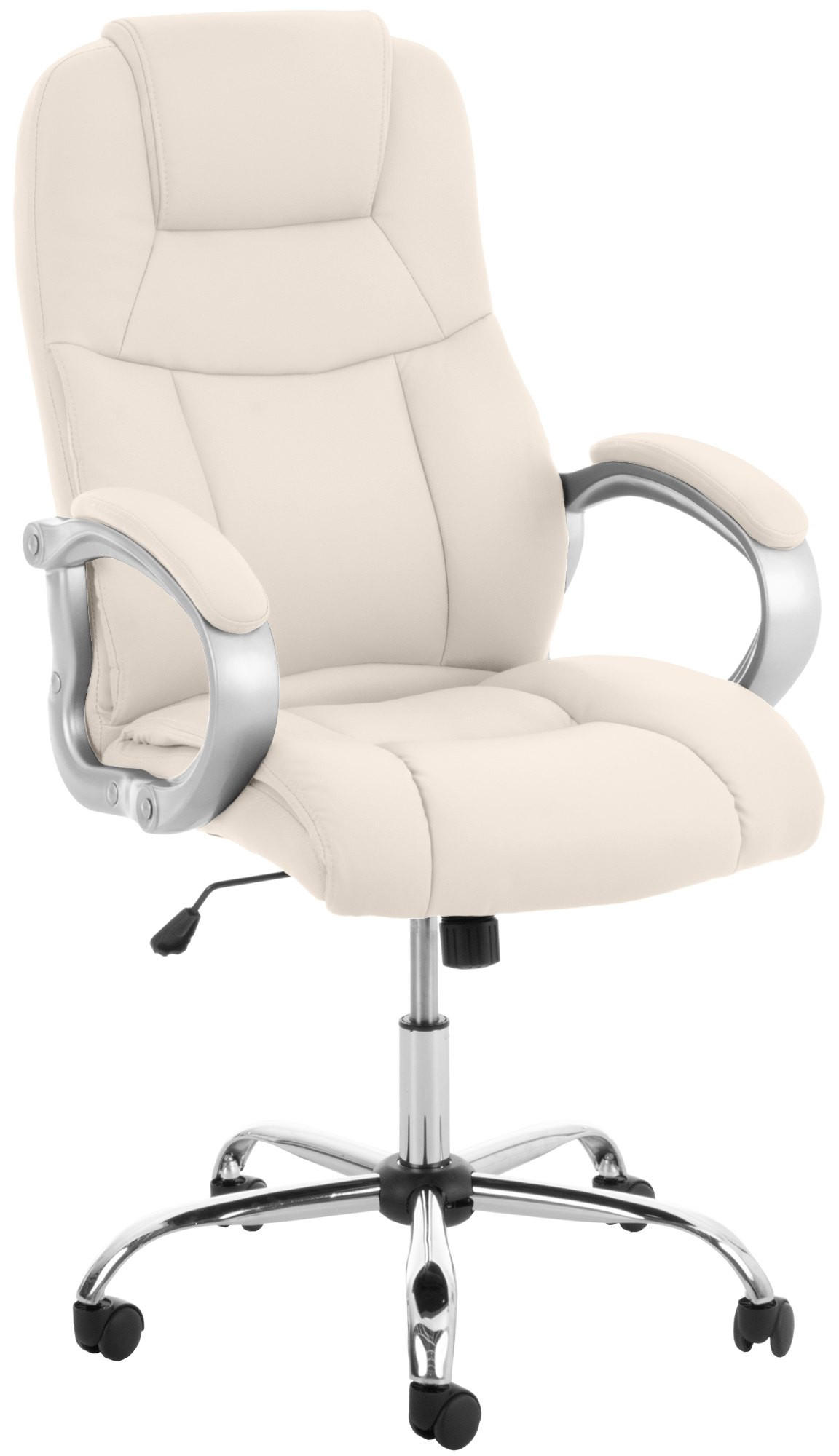 CHEFSESSEL Lederlook Creme - Chromfarben/Creme, Textil/Metall (66/113/70cm) - CLP