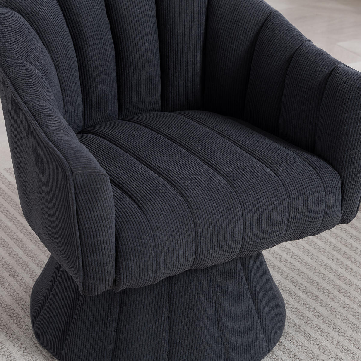 DREHSTUHL Cord Dunkelgrau drehbar - Dunkelgrau, Holzwerkstoff/Textil (70/72/66cm) - WISHDOR