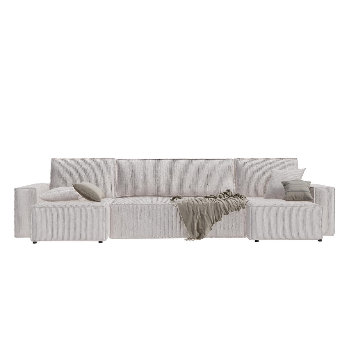 ECKSOFA mit Schlaffunktion und Bettkasten, Beige - Beige, Holzwerkstoff/Textil (312/145cm) - Idohome