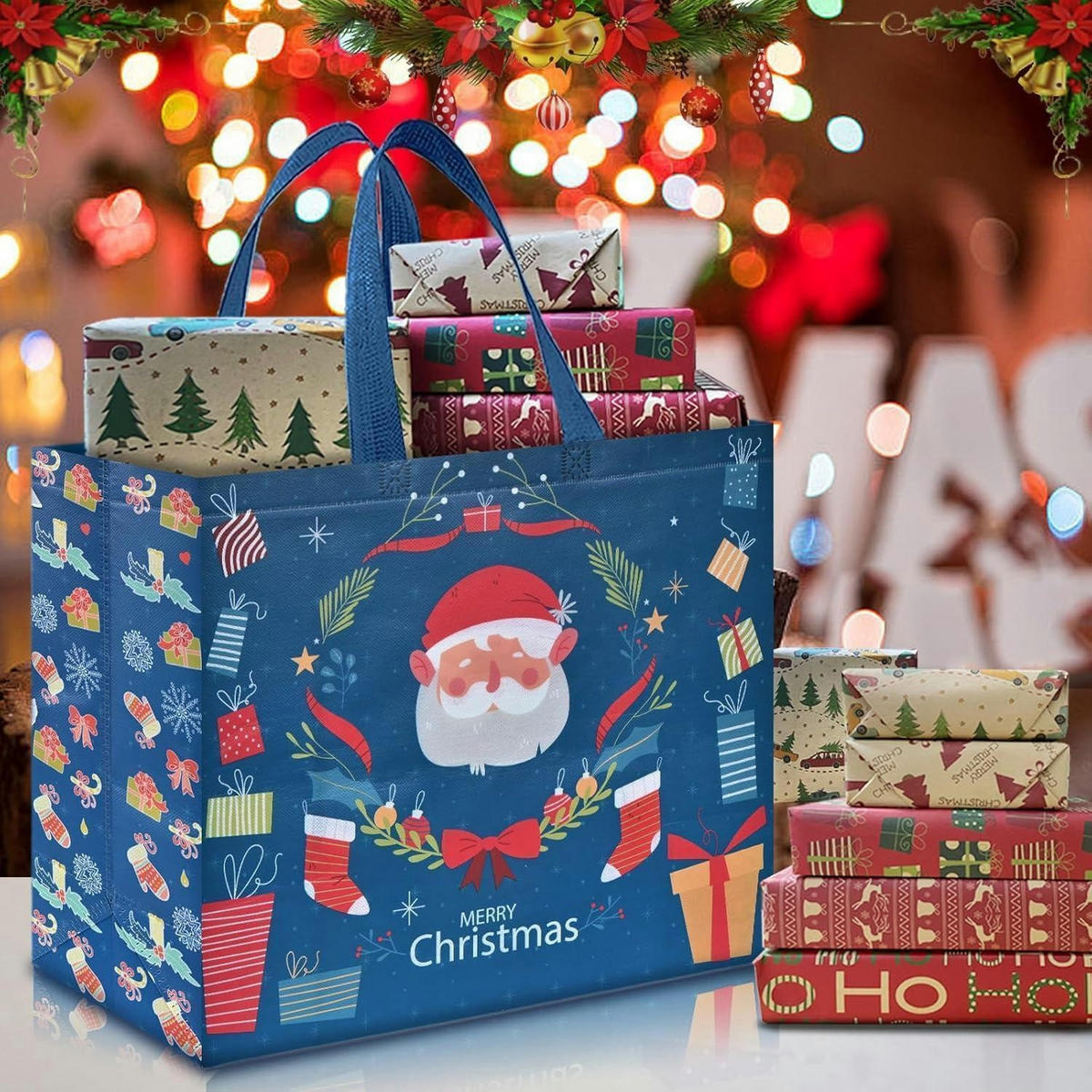 GESCHENKTASCHEN 6-teiliges Set Weihnachten 40 x 36 x 15 cm - Multicolor, Textil (15/36/40cm)