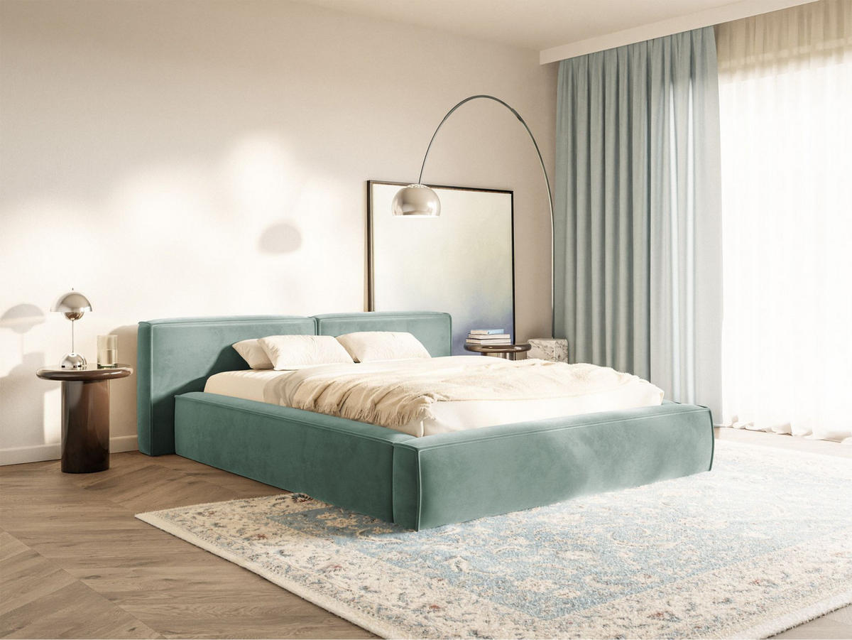 POLSTERBETT Tilves Low Salbeigrün 160x200 cm - Schwarz/Hellgrün, Kunststoff/Textil (160/200cm) - Selsey