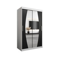 SCHWEBETÜRENSCHRANK 200/120/62 2-türig - Silberfarben/Schwarz, Holz/Kunststoff (120/200/62cm) - Abiks Möbel