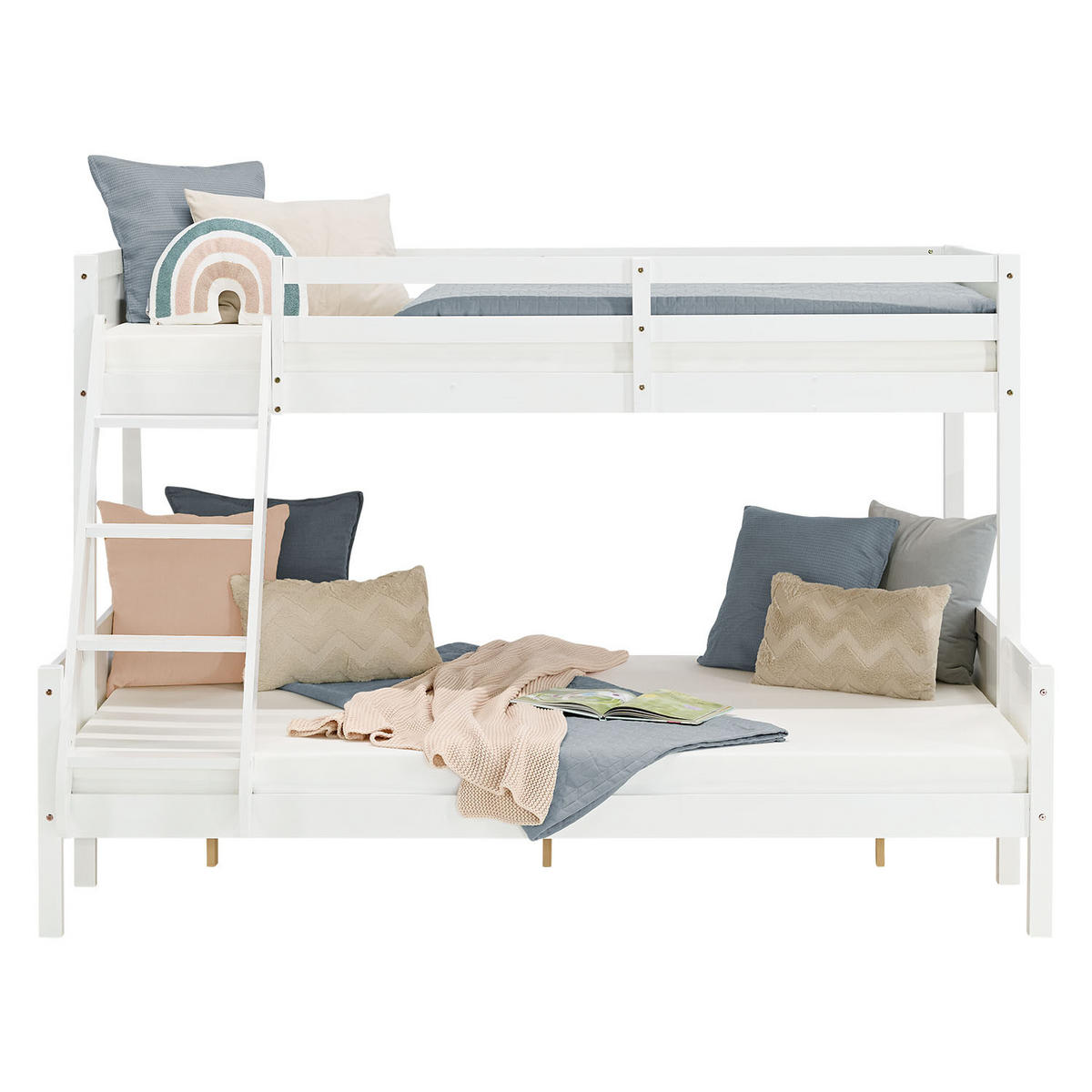 ETAGENBETT 90/200 cm und 180/200 mit Matratzen - Weiß, Holz - Homestyle4u