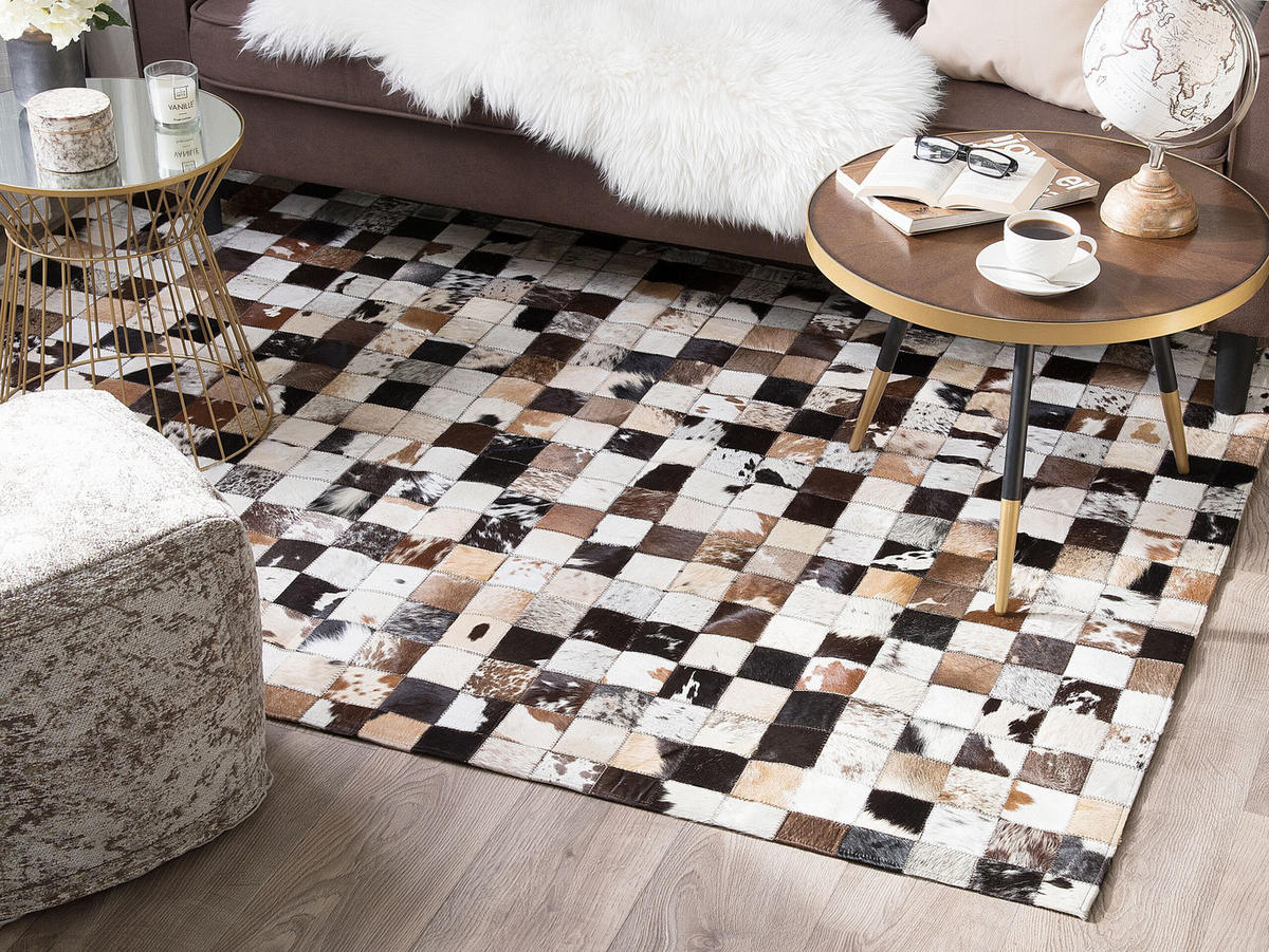 KURZFLOR-TEPPICH Cerli 200/140 cm - Multicolor, Fell (140/200cm) - Beliani