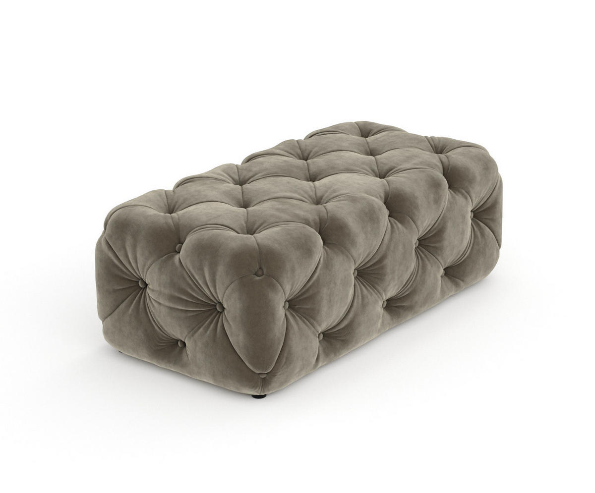 POUF Cosimo Taupe Samtstoff - Taupe/Schwarz, Holz/Holzwerkstoff (130/39/65cm) - Maison de Reve