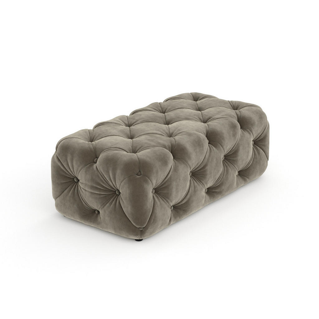 Thumbnail - Maison de Reve Pouf, Taupe, Textil, 2-Sitzer, Füllung: Schaumstoff, Rechteckig, Rundrohr, 130x39x65 cm, Oeko-Tex® Standa...