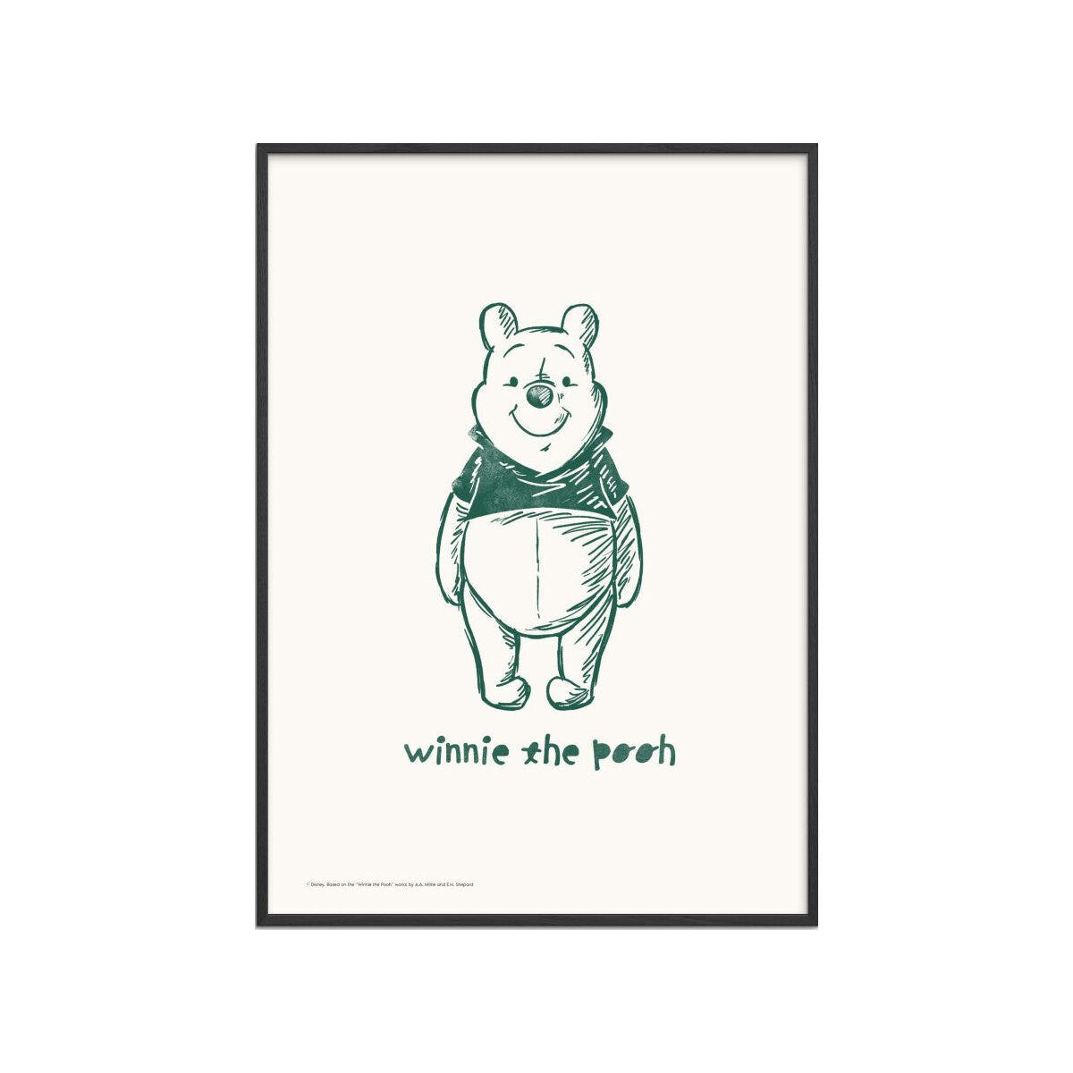 POSTER mit Rahmen Disney - Disney's Winnie the Pooh Standing Smile - Beige/Schwarz, Holz/Papier (50/70cm) - Poster&Frame
