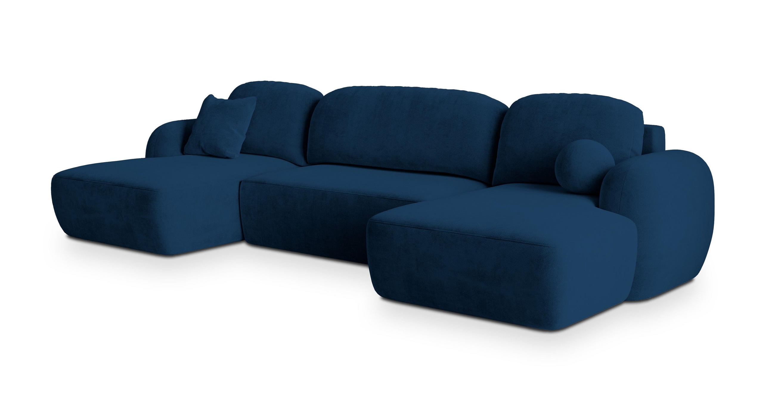 ROHOVÁ SEDAČKA SAVONA modrá - modrá/černá, dřevo/textil (320/148cm) - MASSENO