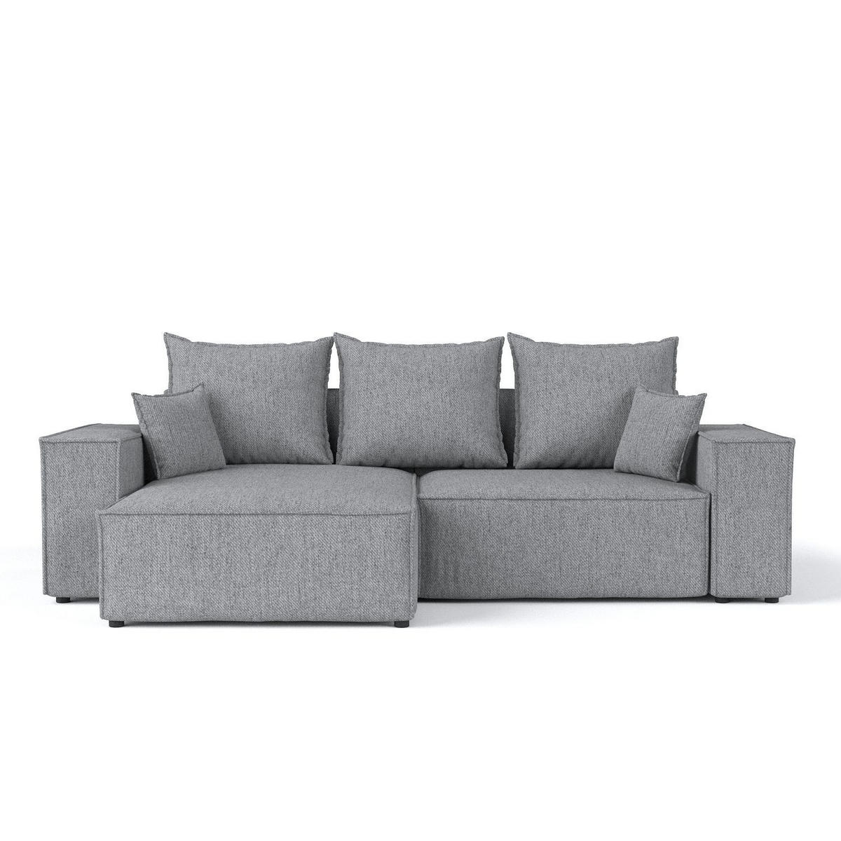 ECKSOFA SENSO mit Schlaffunktion Grau im Neve Stoff - Schwarz/Grau, Holz/Holzwerkstoff (255/148cm) - AltaBeds