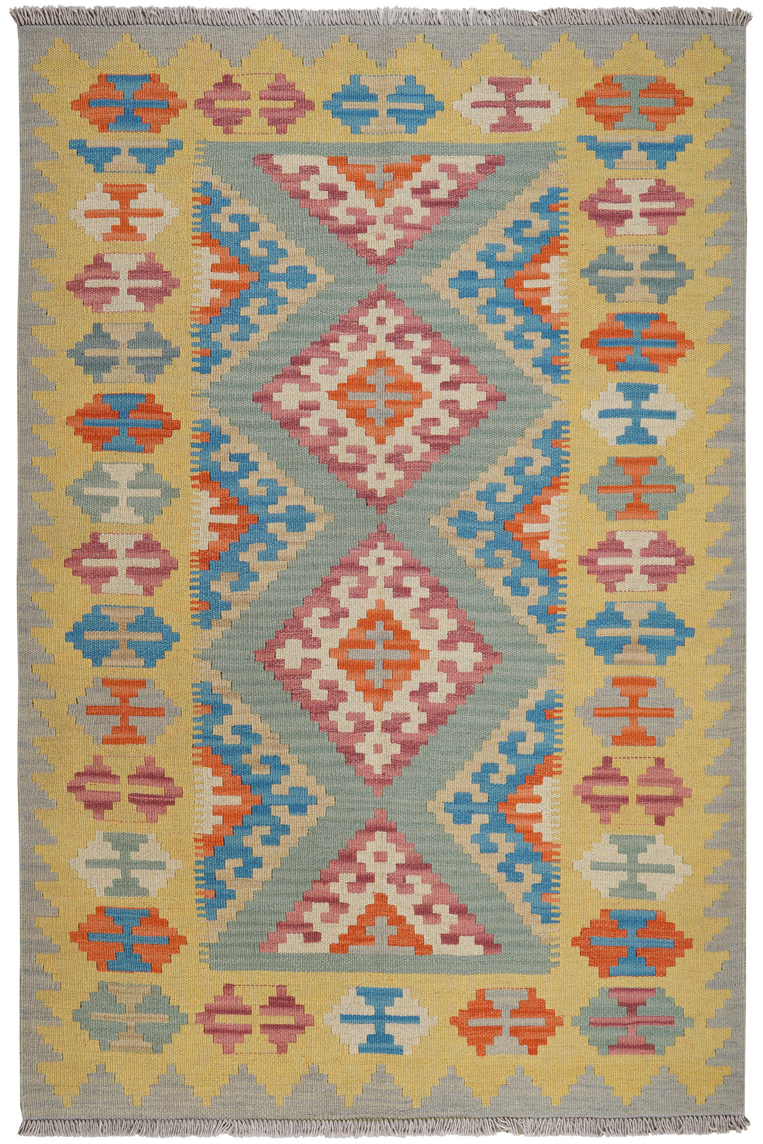 HANDWEBTEPPICH Kelim Gashgai Grün 185/123 cm Schurwolle - Grün, Textil (123/185cm) - Looma